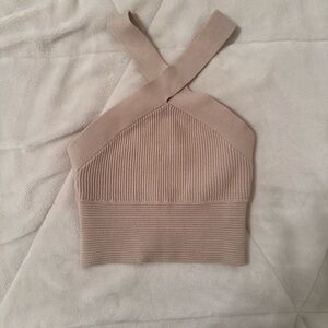 Abercrombie Beige Ribbed Knit Halter Top